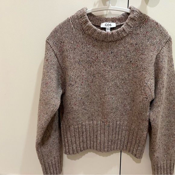 COS Sweaters - COS Speckled Wool Blend Knit Sweater | Neutral Brown